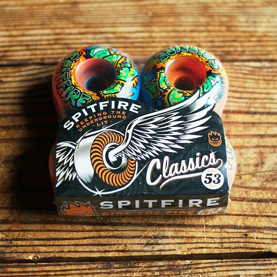 Spitfire skate kolečka Toxic Shrooms - orange/royal 50-50 swirl