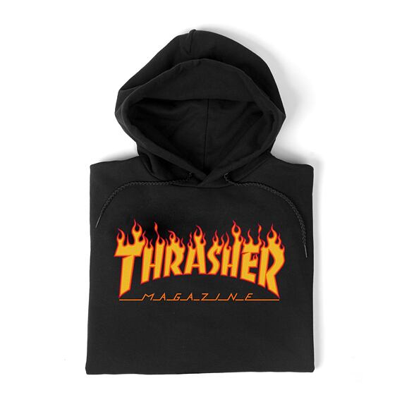 Thrasher mikina Flame - black